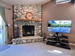 Beautiful riverock fireplace in the Living room 
